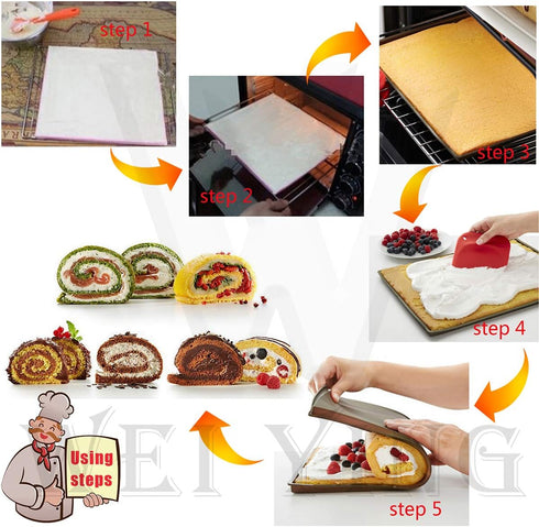 2 Pcs Swiss Roll Cake Mat - Flexible Baking Tray Jelly Roll Pan Silicone Cookies Mold Bakeware