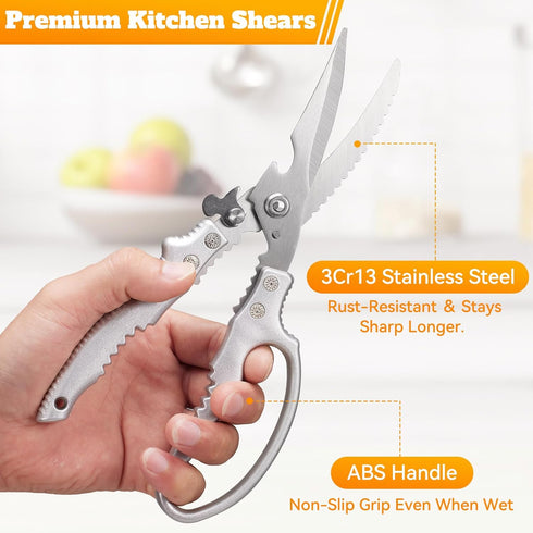 Jkrycyf Heavy Duty Kitchen Scissors, Poultry Shears for Meat, Chicken, Bone, Turkey, Fish. Multi-Purpose Kitchen Shears