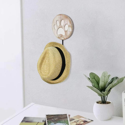 Vintage Style Dog Paw Wall Mounted Hooks, Rustic Farmhouse Leash Holder for Dog Leash on Wall
