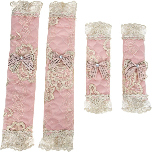 2 Pairs Refrigerator Door Handle Covers, Fridge Door Protector Glove, Lace Cloth Decor for Dishwasher Handle