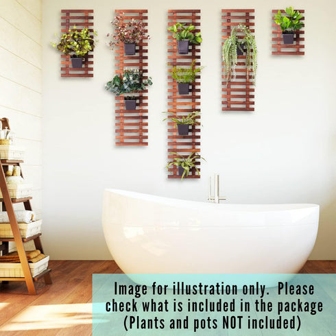 2 Pack 23.6" (60cm) ShopLaLa Wall Planter - Wooden Hanging Planter for Indoor Plants Wall Mount Plant Stand Ladder