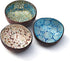 ChezMax Natural Coconut Bowl, Handcrafted White Bowl with Mother of Pearl Inlaid Shell, Key Bowl for Entryway Table,