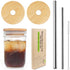 Mason Jar Lids with Straw - Reusable Bamboo Wide Mouth Tumbler Tops, 2 Packs with 2 Stainless Steel Straws