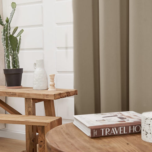 Deconovo Blackout Curtains, Room Darkening Thermal Insulated Drapes, 2 Panels 38W x 54L Inch Taupe