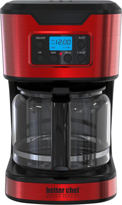 Better Chef Programmable 12-Cup 1-4 Setting 2hr Coffee Maker | Cup | Auto-Pause to Serve | Keep Warm | Perma-Filter |
