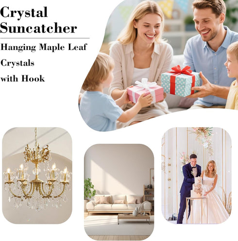 10pcs 38mm 50mm Crystal Sun Catcher, Clear Maple Leaf Crystal Chandelier Prism Pendant Parts, Suncatchers Hanging