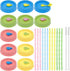 Regular Mouth Mason Jar Lids with Straw Hole, Stoppers, Silicone Rings, Cleaning Brush, 26 Pack