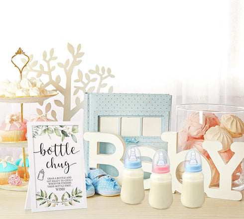 18 1 Roowest Bottle Chug Baby Shower Games Favors Including Pcs Bottles with Bottle Chug Wooden Sign for Gender Reveal