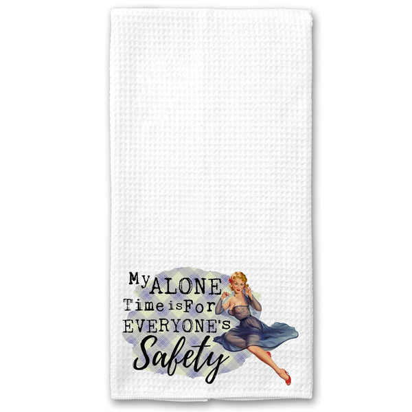 My Alone Time is for Everyone's Safety - Funny Vintage 1950's Housewife Waffle Weave Microfiber Towel