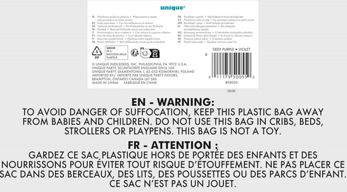 Unique Industries Plastic Table Skirt, Purple, 29" x 14"