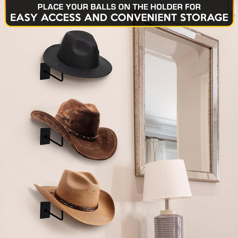 BURIUS 9 Pcs Helmet Holder Wall Mount - Sturdy Metal Cowboy Hat Holder for Convenient Storage