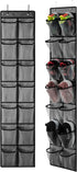 KEEPJOY Over the Door Shoe Organizer, Hanging Shoe Holder with 14 Mesh Deep Pockets, Closet Door Storage Bag, Grey