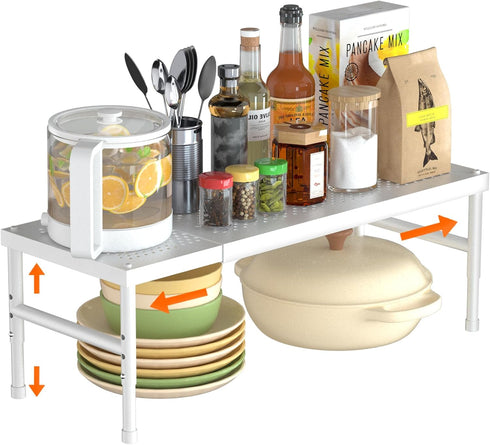 Expandable adjustable stackable kitchen organizer,Spice Racks,Counter Shelf for Cabinets,Small Cupboard Organizers,Heavy Duty