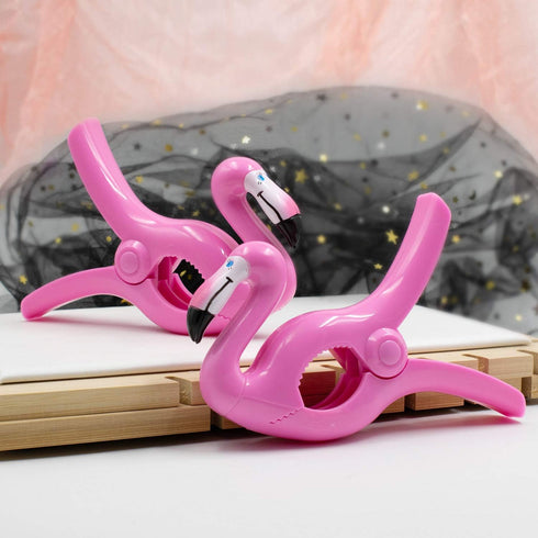 AUEAR Lovely Towel Clips, Chair Holders for Beach or Home, Portable Secure Accessories, Pink Flamingo, 4-Pack