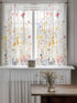 Yomandocix 45 Inch 27.5"x45" 2 Spring FlowersSheer Kitchen Tier Curtains Length, Botanical Florals Cafe Window