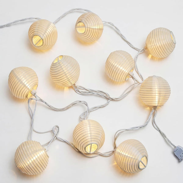 SUNSGNE 8.5Ft Cute White Lantern String Lights, 10 Mini LED Oriental Style
