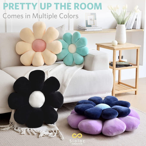 15.7" Sioloc Flower Pillow, Shaped Throw Pillow Butt Cushion Floor Seating Cushion, Cute Room Decor & Plush Pillow