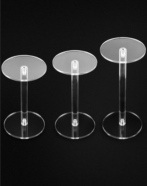 2 Sets QWORK Round Acrylic Display Stand, Premium Clear Round Riser Stands