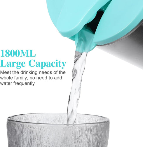 Cabilock Stainless Steel Iced Tea Pitcher, Beverage Carafe with Lid for Hot Cold Water, Fridge Use