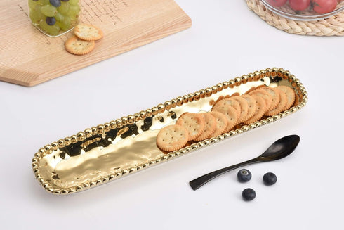 Pampa Bay Porcelain Cheese and Charcuterie Tray, Cracker, Gold