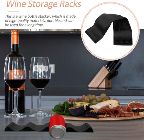 Luxshiny European Style Wine Racks Countertop Wine Bottle Display Mat Wine Holders Storage Organizer Can Easy Stacker Storage Rack for Kitchen Countertops Pantry Fridge Black by Luxshiny