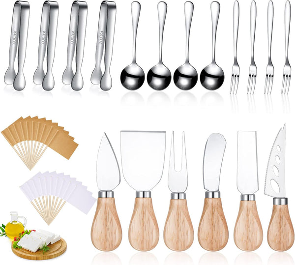 Charcuterie Board Accessories 18-Piece Set, Cheese Butter Spreader Knife, Mini Serving Tongs, Spoons, Forks