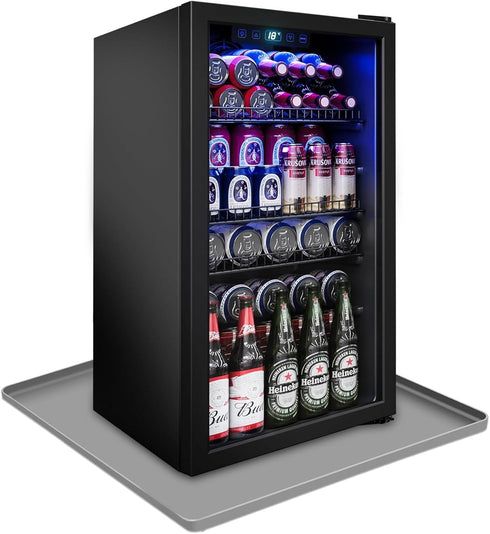 Grey Mini Fridge Silicone Mat with Raised Edges, 24''x24''x0.5'', Prevents Water Leakage from Electrical Equipment