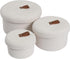 Cottonphant Set of 3 Stylish Round Woven Baskets with Lids - Elegant Storage Solution for Home Decor, Off White