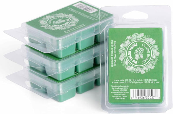 Claire Burke Scented Wax Melts, Fresh Royal Fir Scent, 24 Strongly Fragrant Wax Cubes - 4 Pack