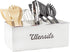 AuldHome Large White Enamelware Utensil Holder, Farmhouse Cooking Caddy for Spoons, Forks, Knives Storage on Countertop