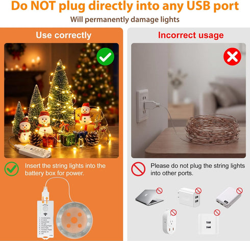 Remote33ft 100LED 8 HXWEIYE Fairy Lights Battery Operated (Included) with DIY Timer & Rechargeable Twinkle String