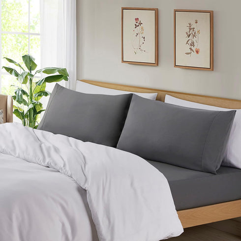 Empyrean Bedding Pillow Case Set of 2, Standard Size, Soft Microfiber, Dark Grey