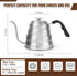Silver Gooseneck Tea Kettle with Thermometer, 40 oz 1200ml Teapot for Pour Over Coffee, Premium Stainless Steel