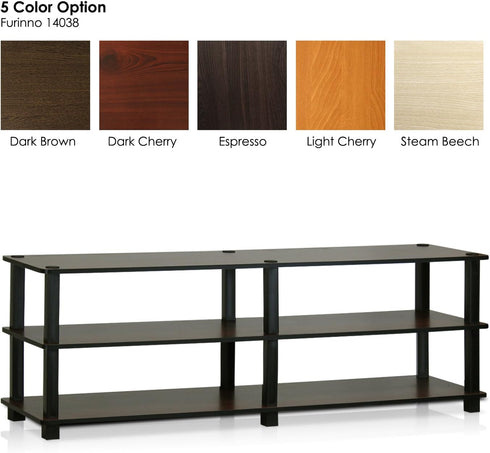 Furinno TST No Tools 3-Tier Wide Shoe Storage Rack, Dark Brown/Black, 47 Inch
