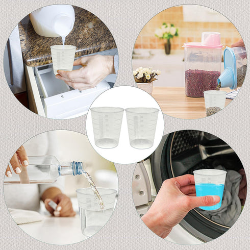 100 Pack 1oz/30ml Plastic Graduated Cups, Transparent Scale Cups with 50 Pack Wooden Stirring Sticks