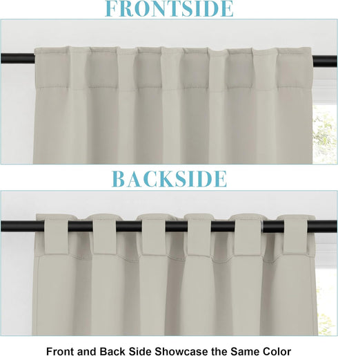 RYB HOME Blackout Curtains for Kitchen, Privacy Thermal Insulating Small Winow Curtain Shades for Classroom Bathroom Nursery Bedroom Cafe, W 34 x L 30, Natural, 2 Panels
