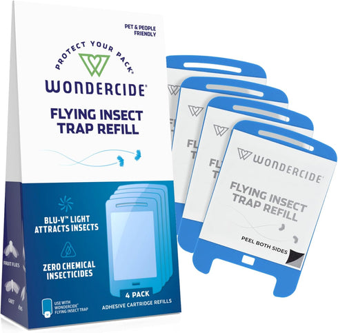 Wondercide Flying Insect Trap Light Cartridge Refills, Indoor Bug Catcher for Fruit Flies, Gnats, Moths, 4 Pack