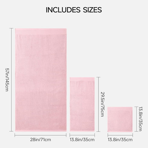 8-Piece Set, 2 2 4 100% REDKISS Luxury Pink Towel Bath Towels, Hand Towels, Washcloths, Cotton, Quick Dry, Highly