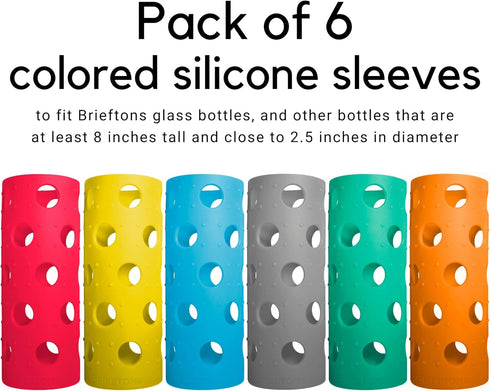 6-Pack Brieftons Silicone Sleeves: Insulated Anti-Slip Protection Covers, Ultra Thick & Durable, Better Than Neoprene
