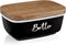 Black Butter Dish, ALELION Large Ceramic Butter Dish with Lid for Countertop,
