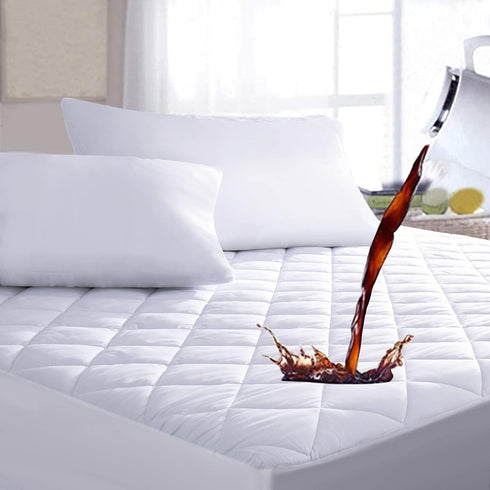King Size Quilted Fitted Mattress Pad, Waterproof Soft Protector, Deep Pocket