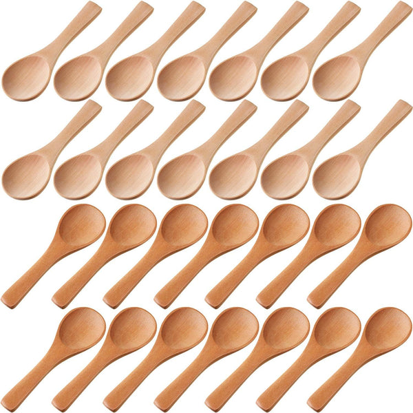 30 Pcs Small Wooden Spoons, 3. 5 Inch Mini Wood Natural Spoons