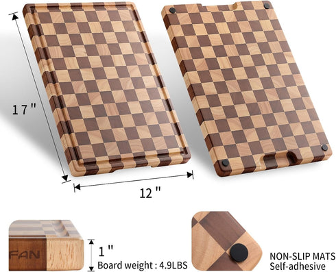 Acacia Wood Cutting Board for Kitchen Chopping Board with Grooves & Handles, Large Wooden Cutting Board for Meat