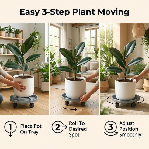 Tulpeed 3 Pack 13 Inch Rolling Plant Stand with Wheels Plant Caddy with Wheels Heavy Duty Plant Dolly Roller Base
