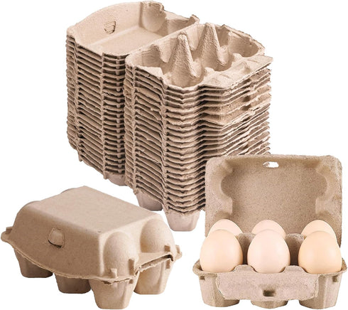 vwpvdeeg 30 Pack Half Dozen Egg Cartons, Blank Natural Pulp Egg Carton Bulk