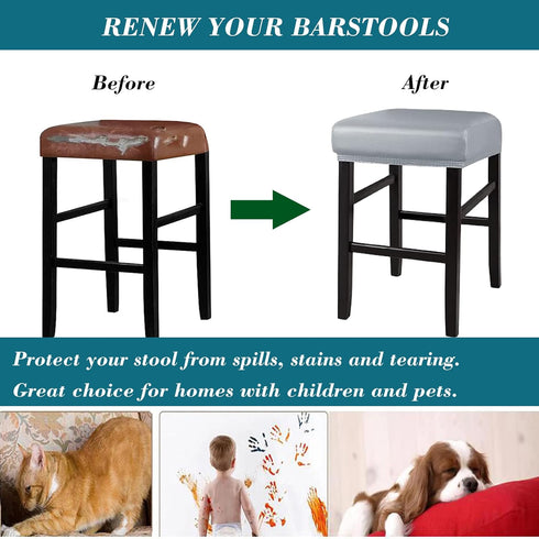 HFCNMY Counter Bands(4 Pack,Light Stool Covers Rectangle,Stretch Waterproof PU Rectangle Bar Stool Covers Vanity Stool
