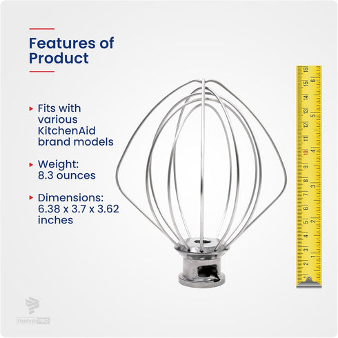 ForeverPRO WP9704329 Wire Whip for Whirlpool Mixer, Compatible with 9704329 9706446 4162165 4169927