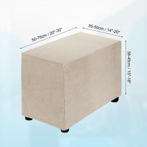 50-76cm 20"-30", uxcell Stretch Ottoman Cover Rectangular Oversized Square Ottoman Slipcover with Elastic for Foot