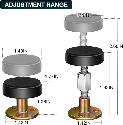4PCs, 30-68mm Krisler Adjustable Threaded Bed Frame Anti-Shake Tool, Headboard Stoppers, Bedside Anti Shake Tool