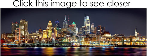 Philadelphia Skyline UNFRAMED Photo Print Night from East, 11.75 inches x 36 inches, PHOTOSBYJON